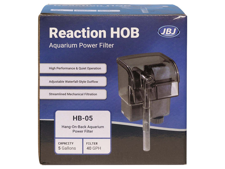 JBJ U.S.A. Reaction HB-05 HOB Aquarium Power Filter for nano aquariums