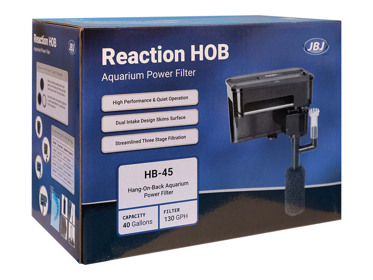 JBJ U.S.A. Reaction HB-35 HOB Aquarium Power Filter for freshwater and saltwater aquariums