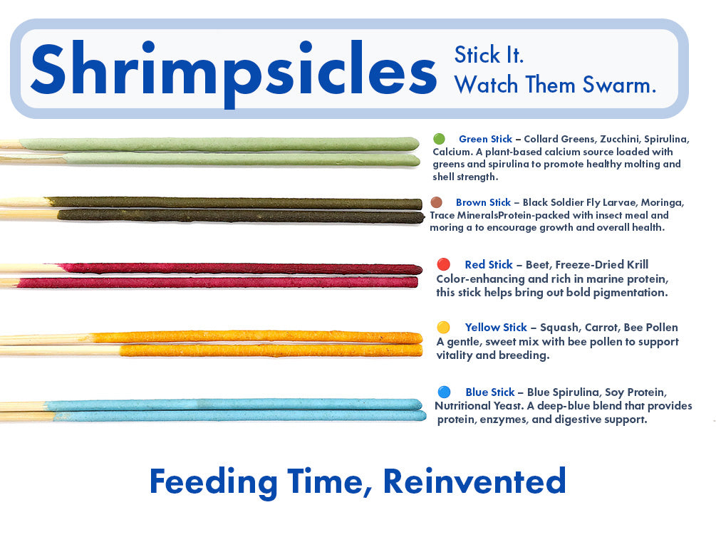 KatsAquatics Shrimpsicles – 10-Pack Variety of Calcium-Rich Shrimp Treat Sticks